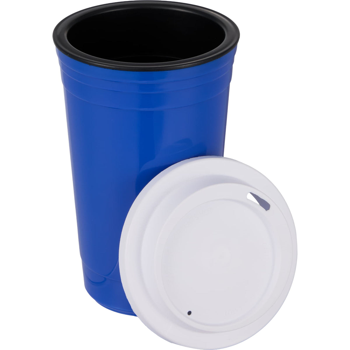 Traveler Double-Wall Coffee Cup with Sip-Through Lid, 16 oz - Royal - Alternate