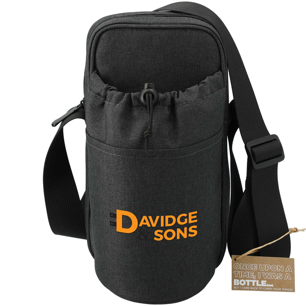 Traver Bottle Sling Cooler with Pouch in Recycled PET Transfer - Charcoal - Front