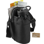 Traver Bottle Sling Cooler with Pouch in Recycled PET Transfer - Charcoal - Right Angle 4
