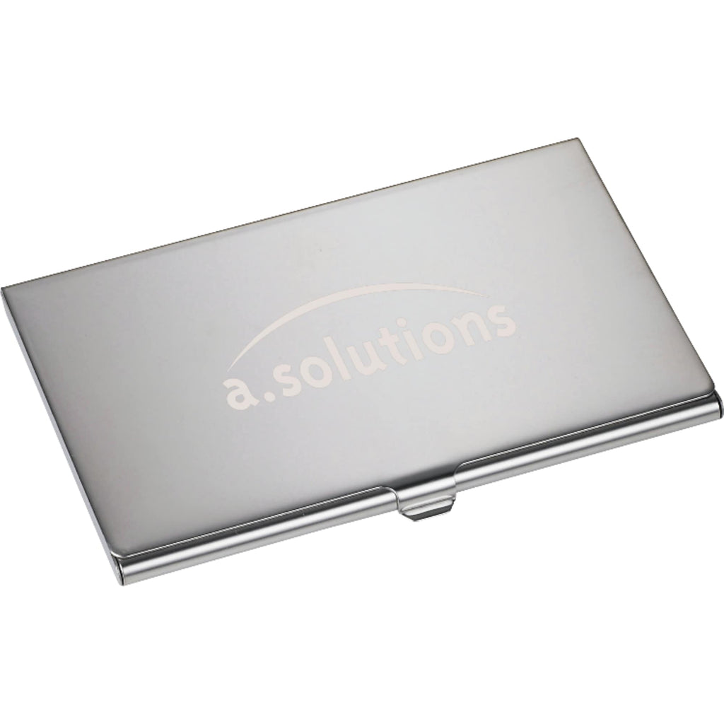Traverse Mirror Finish Business Card Case Laser Engraving - Silver - Front