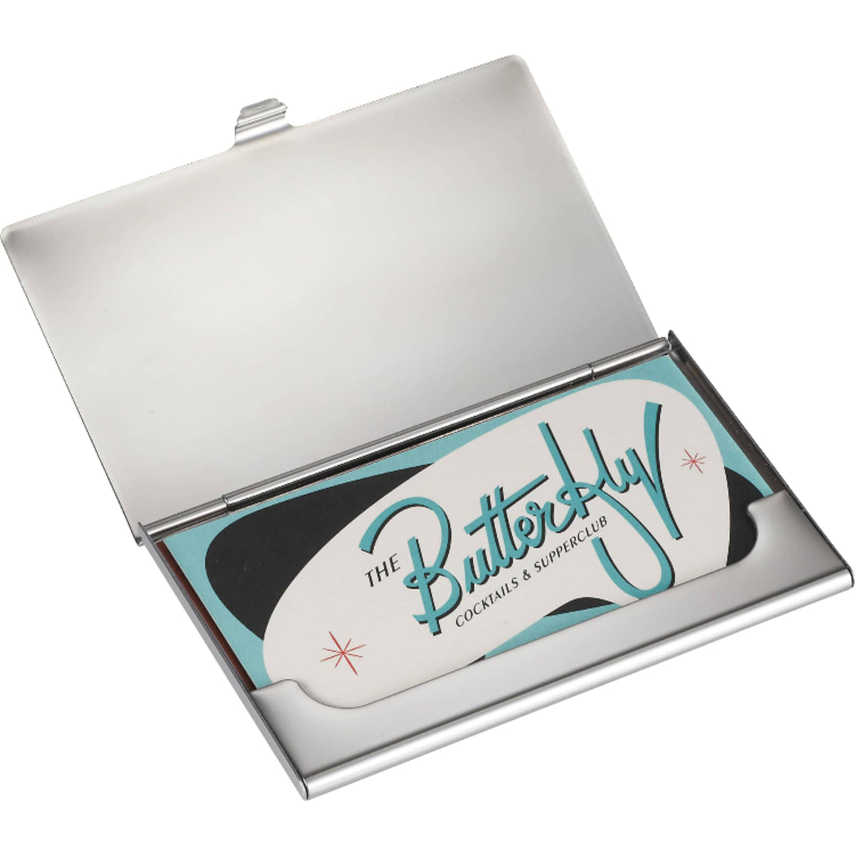 Traverse Mirror Finish Business Card Case Laser Engraving - Silver - Photo