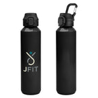 Travis Recycled Aluminum Bottle with Carabiner, 27 oz - Black - Colorbrite