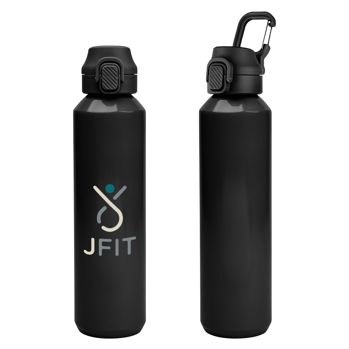 Travis Recycled Aluminum Bottle with Carabiner, 27 oz - Black - Colorbrite