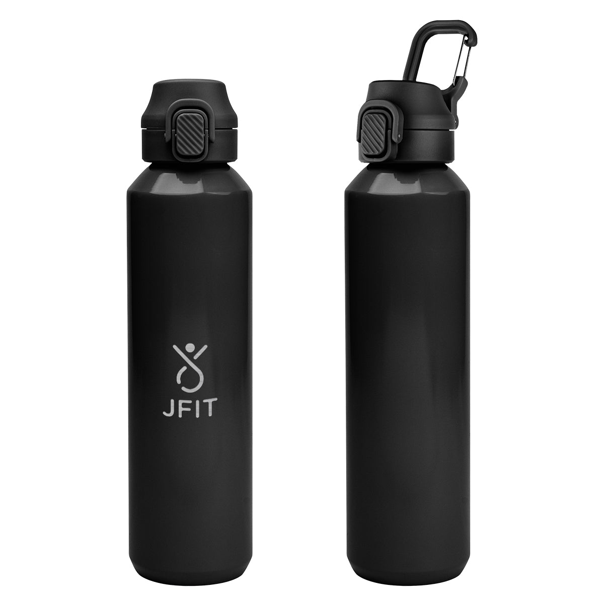 Travis Recycled Aluminum Bottle with Carabiner, 27 oz - Black - Laser Engraving