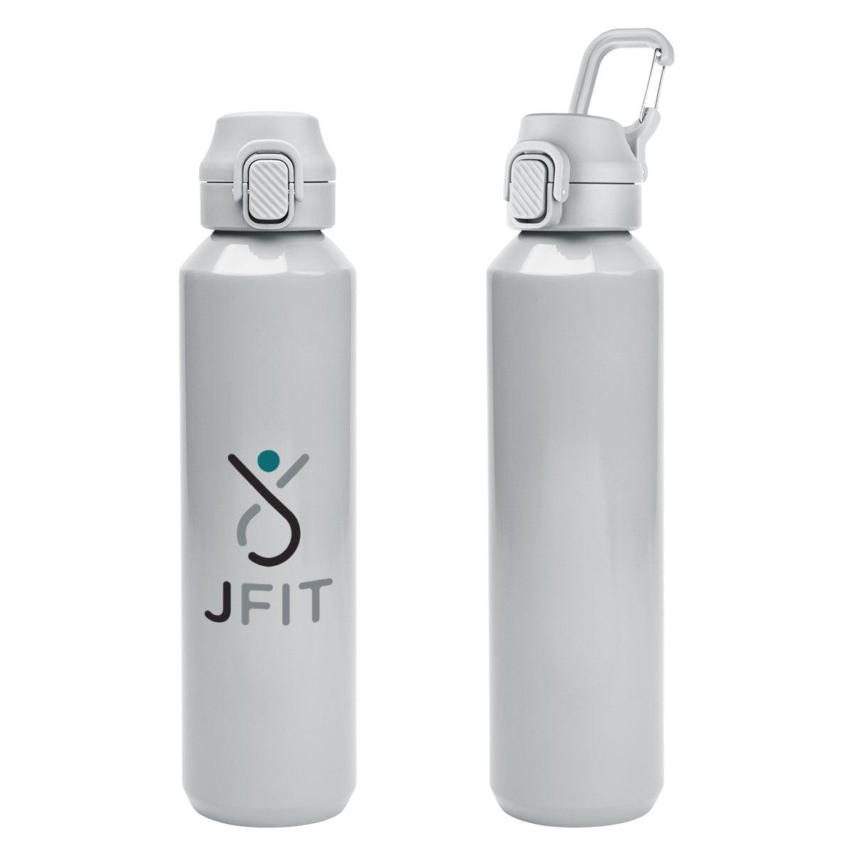 Travis Recycled Aluminum Bottle with Carabiner, 27 oz - Gray - Colorbrite