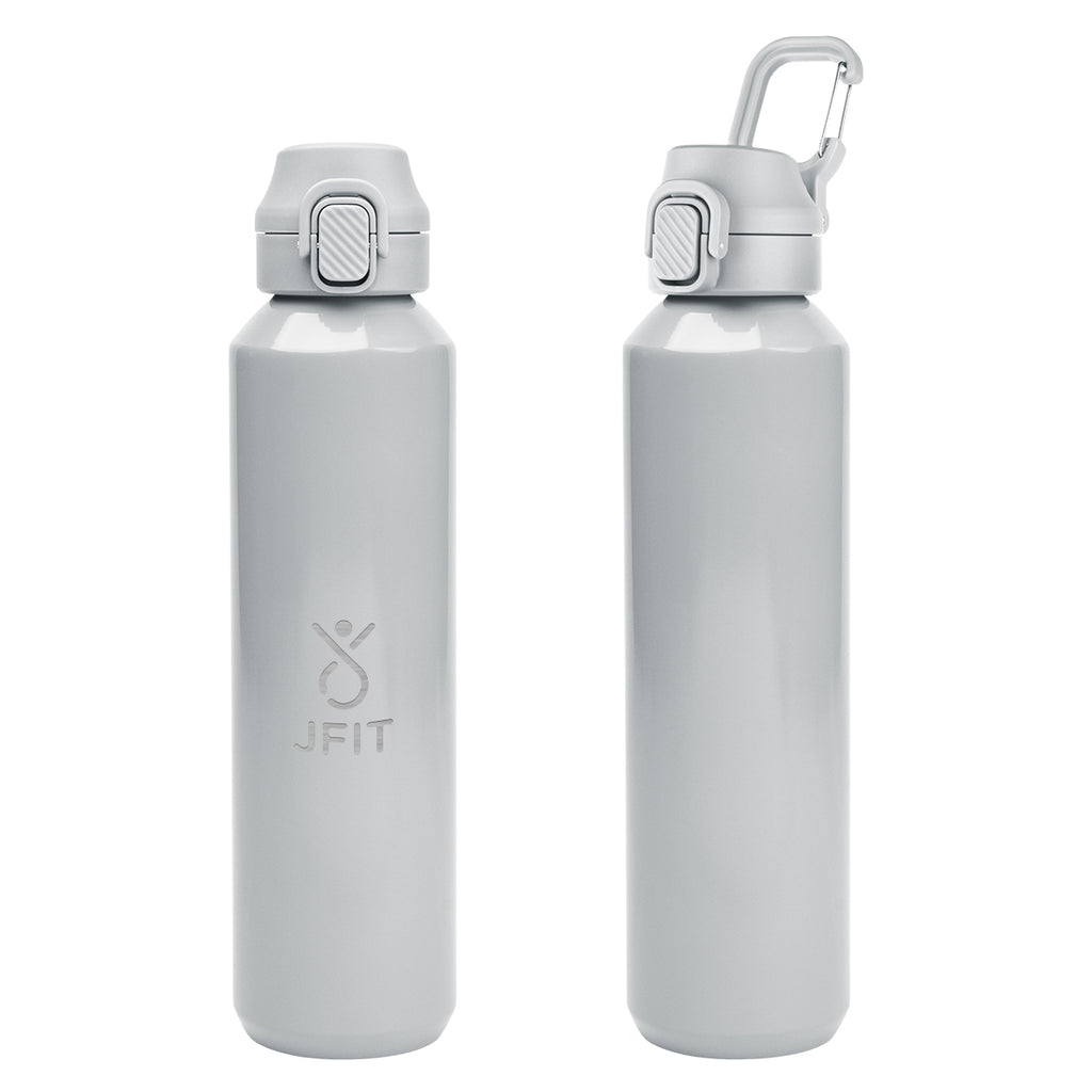 Travis Recycled Aluminum Bottle with Carabiner, 27 oz - Gray - Laser Engraving