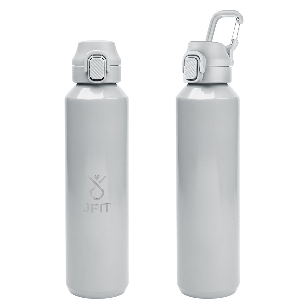 Travis Recycled Aluminum Bottle with Carabiner, 27 oz - Gray - Laser Engraving