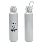 Travis Recycled Aluminum Bottle with Carabiner, 27 oz - Gray - Silk Screen