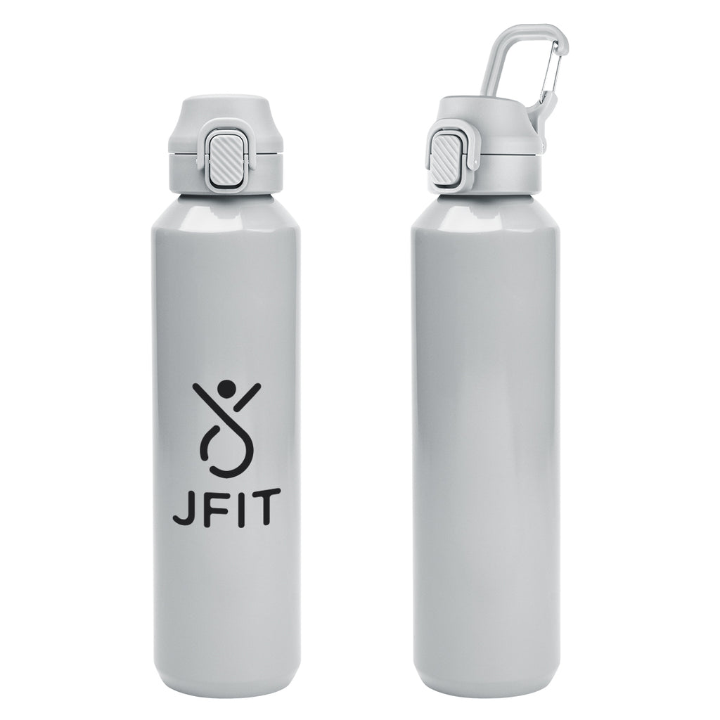 Travis Recycled Aluminum Bottle with Carabiner, 27 oz - Gray - Silk Screen