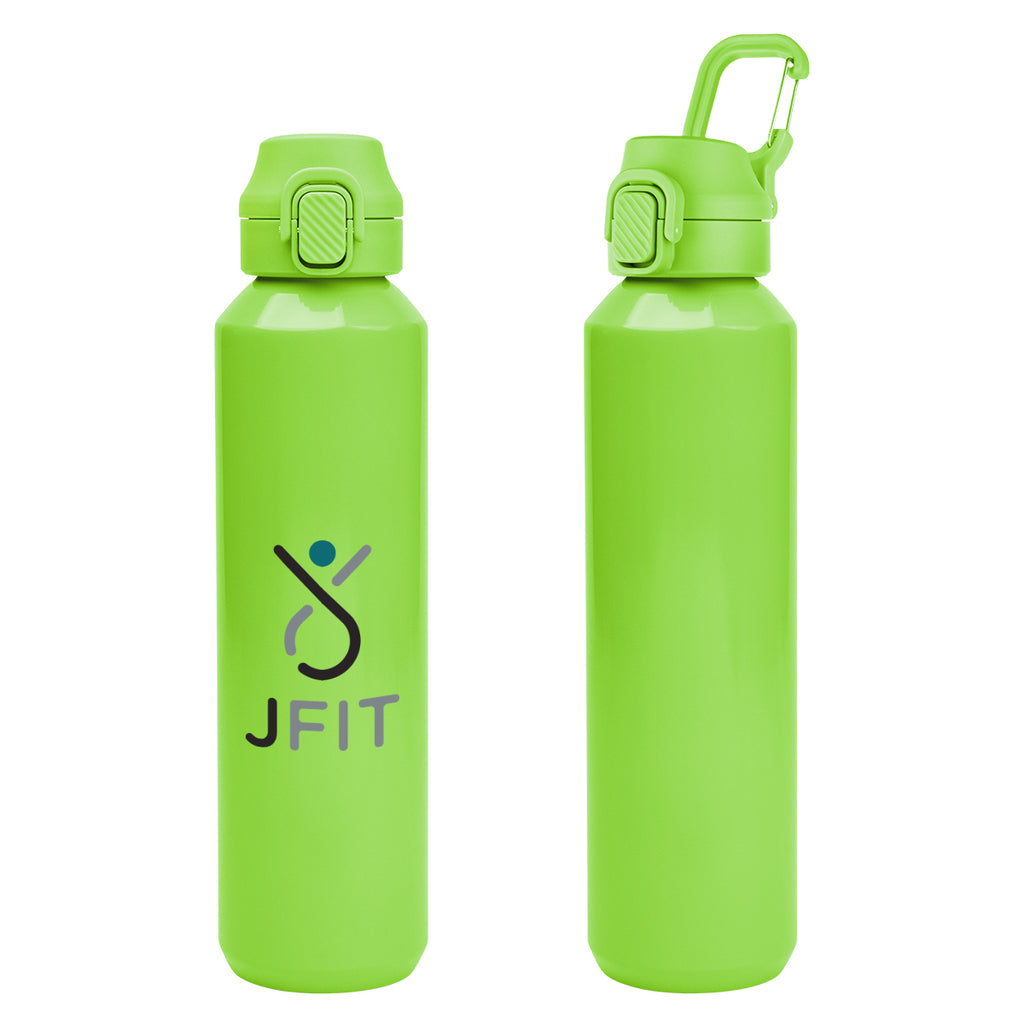 Travis Recycled Aluminum Bottle with Carabiner, 27 oz - Lime Green - Colorbrite