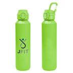 Travis Recycled Aluminum Bottle with Carabiner, 27 oz - Lime Green - Colorbrite