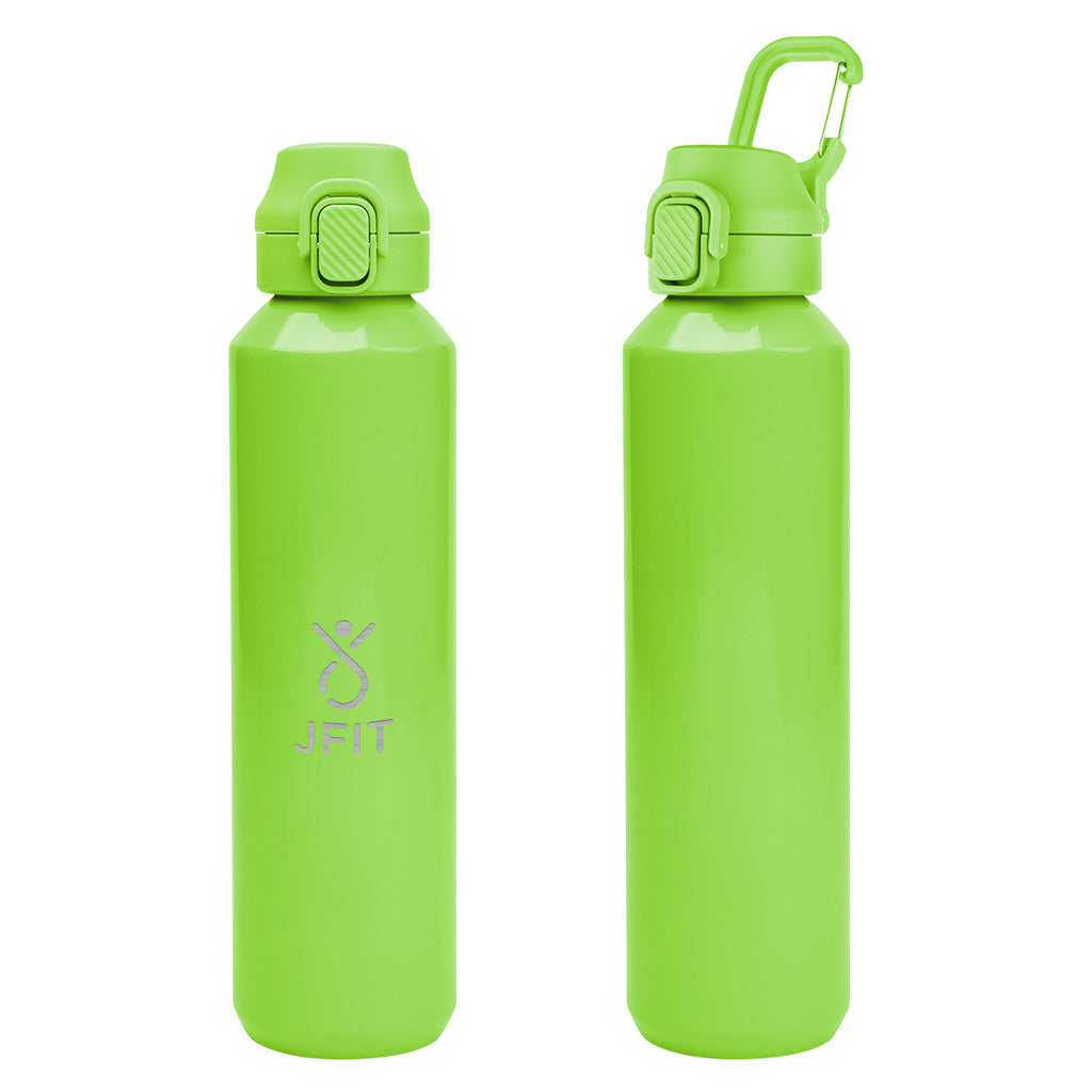 Travis Recycled Aluminum Bottle with Carabiner, 27 oz - Lime Green - Laser Engraving