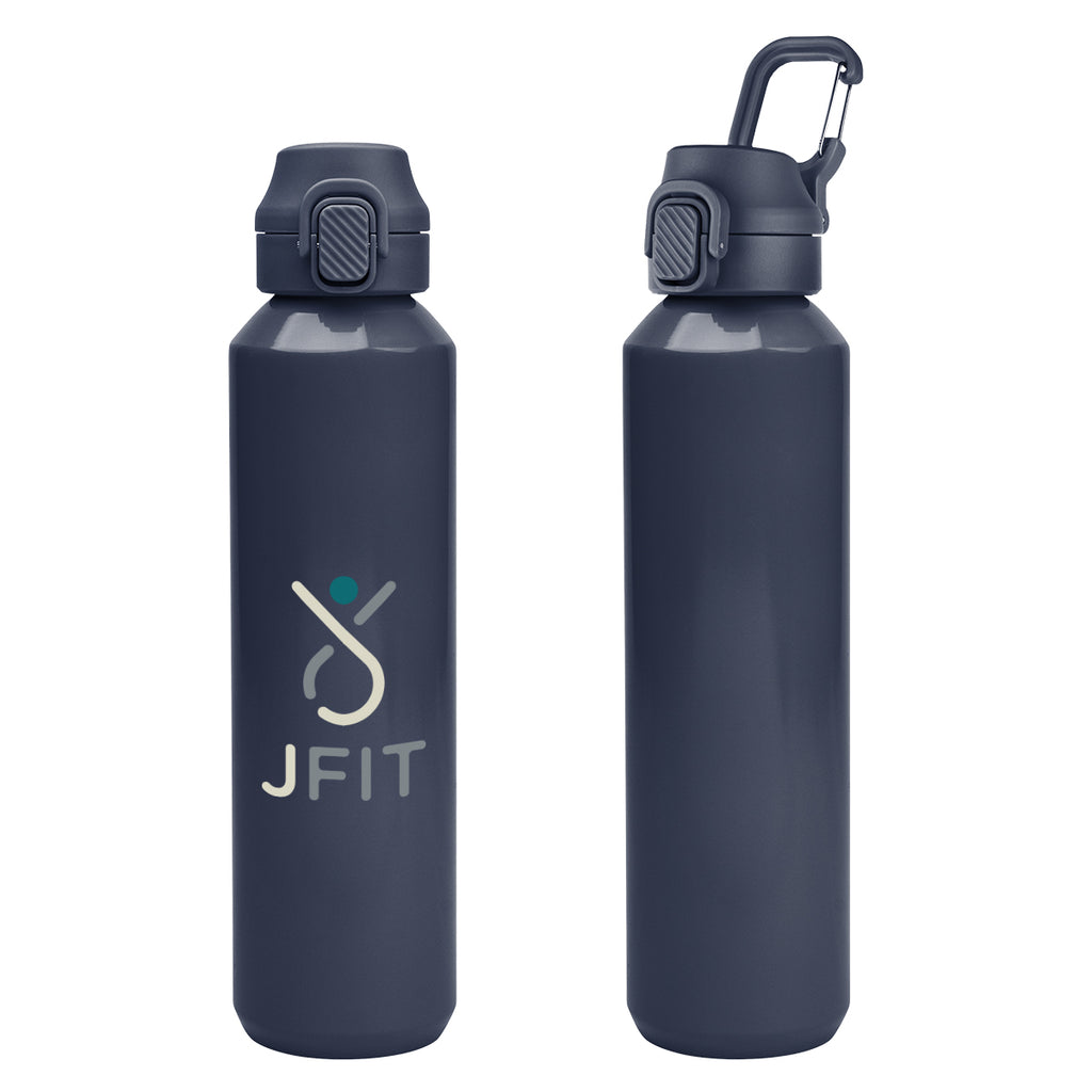 Travis Recycled Aluminum Bottle with Carabiner, 27 oz - Navy - Colorbrite