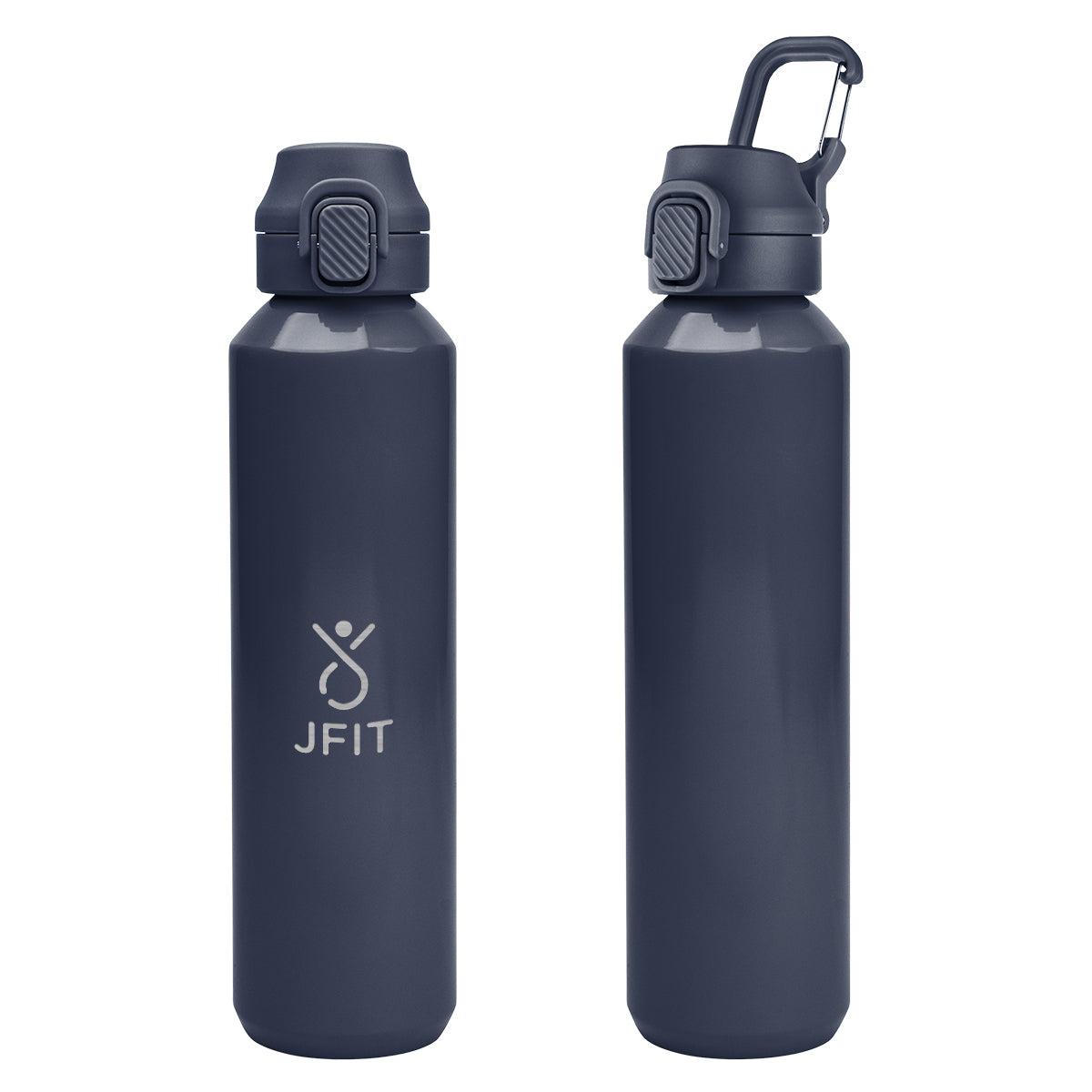 Travis Recycled Aluminum Bottle with Carabiner, 27 oz - Navy - Laser Engraving