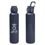 Travis Recycled Aluminum Bottle with Carabiner, 27 oz - Navy - Silk Screen