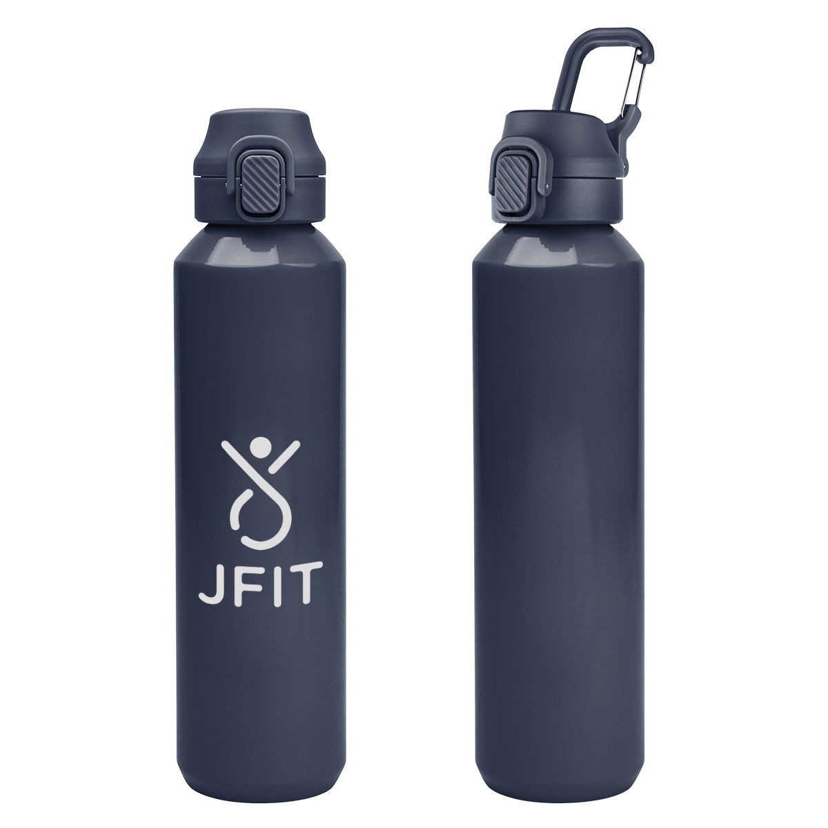 Travis Recycled Aluminum Bottle with Carabiner, 27 oz - Navy - Silk Screen
