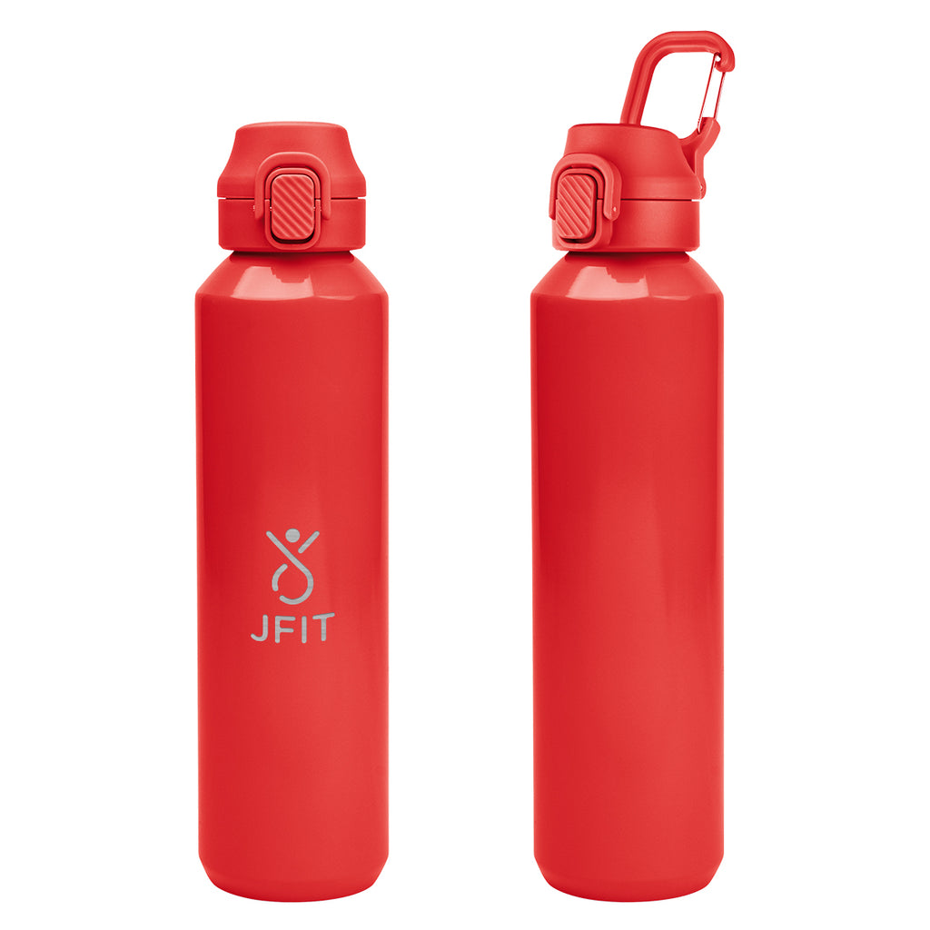 Travis Recycled Aluminum Bottle with Carabiner, 27 oz - Red - Laser Engraving