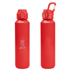 Travis Recycled Aluminum Bottle with Carabiner, 27 oz - Red - Laser Engraving