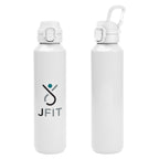 Travis Recycled Aluminum Bottle with Carabiner, 27 oz - White - Colorbrite