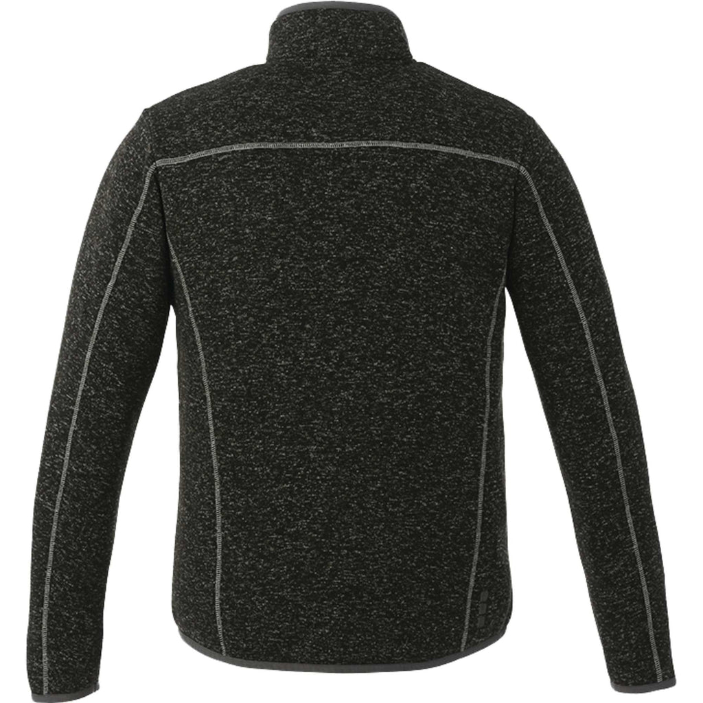 Tremblant Sweater Knit Full Zip Jacket for Men Embroidery - Black Smoke Heather - Back Flat