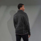 Tremblant Sweater Knit Full Zip Jacket for Men Embroidery - Black Smoke Heather - Back On Model