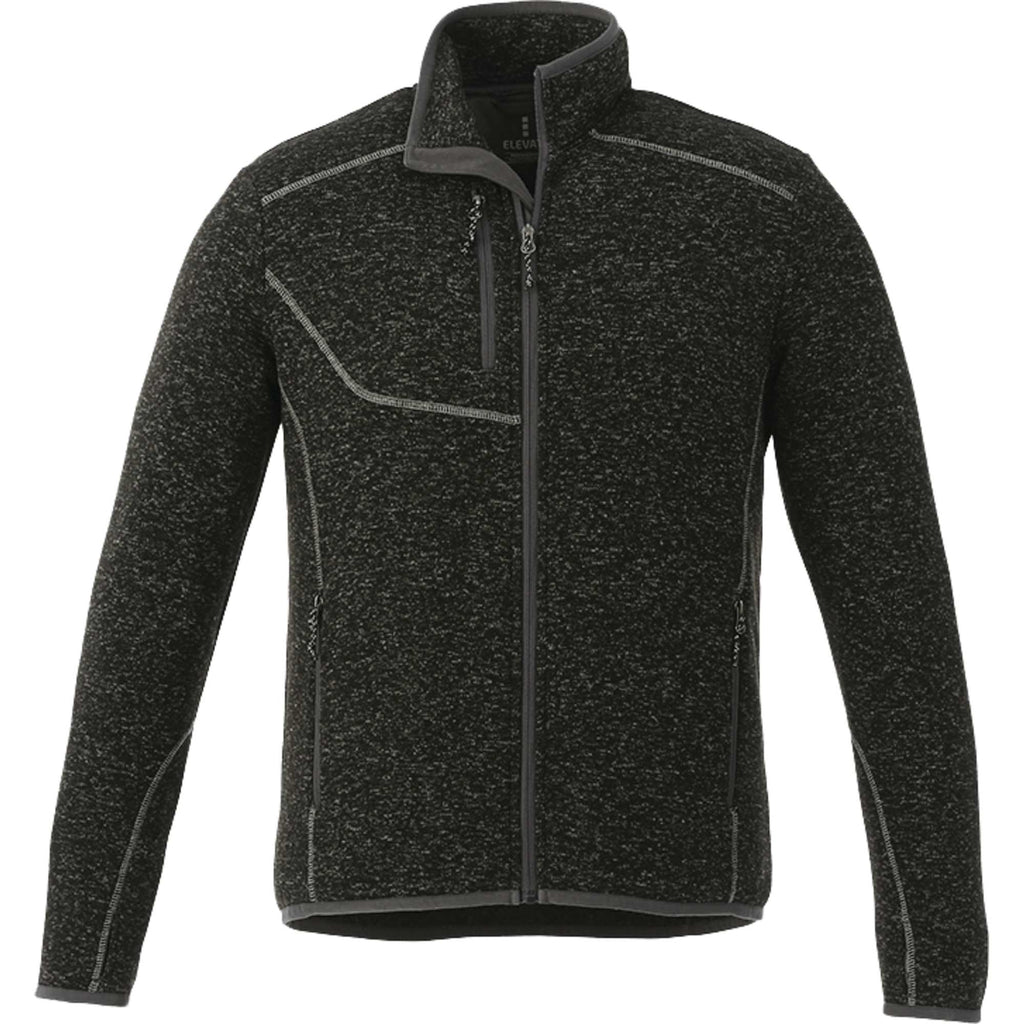 Tremblant Sweater Knit Full Zip Jacket for Men Embroidery - Black Smoke Heather - Front Flat