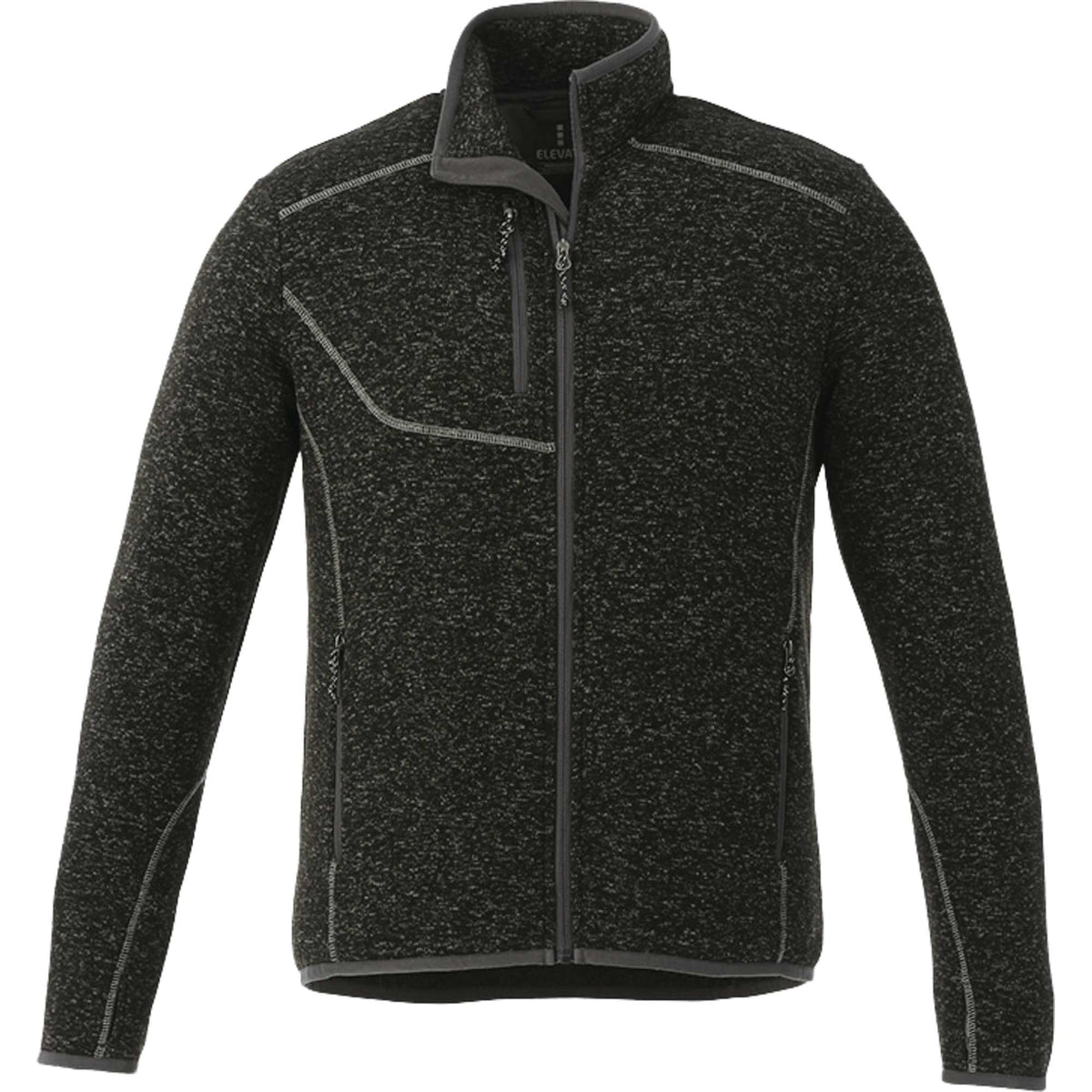 Tremblant Sweater Knit Full Zip Jacket for Men Embroidery - Black Smoke Heather - Front Flat