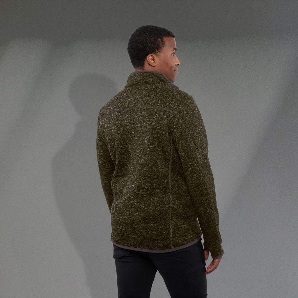 Tremblant Sweater Knit Full Zip Jacket for Men Embroidery - Loden Heather - Back On Model