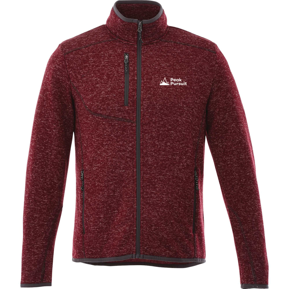 Tremblant Sweater Knit Full Zip Jacket for Men Embroidery - Maroon Heather - Front Flat