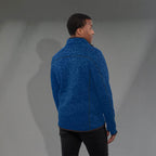Tremblant Sweater Knit Full Zip Jacket for Men Embroidery - Metro Blue Heather - Back On Model