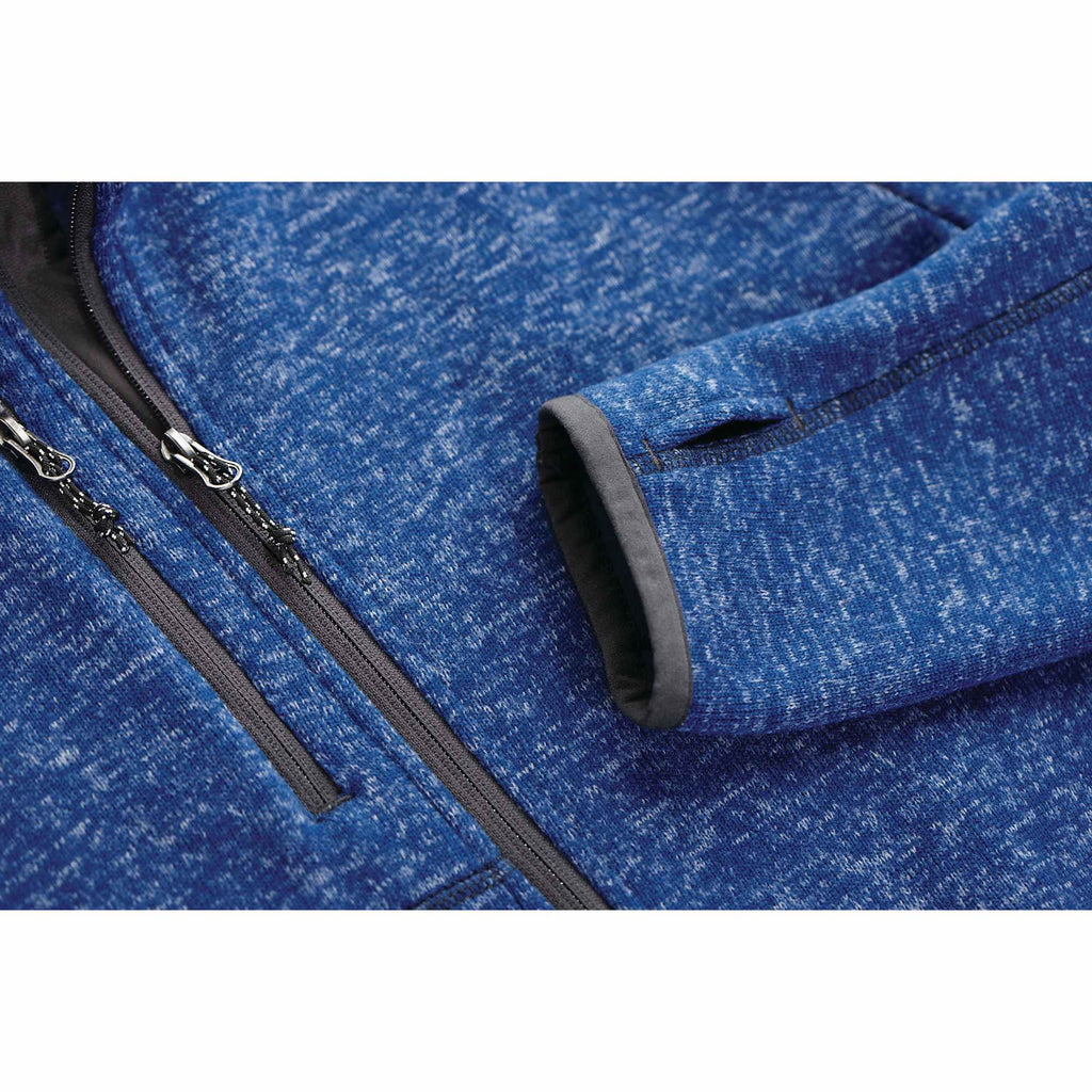 Tremblant Sweater Knit Full Zip Jacket for Men Embroidery - Metro Blue Heather - Flat