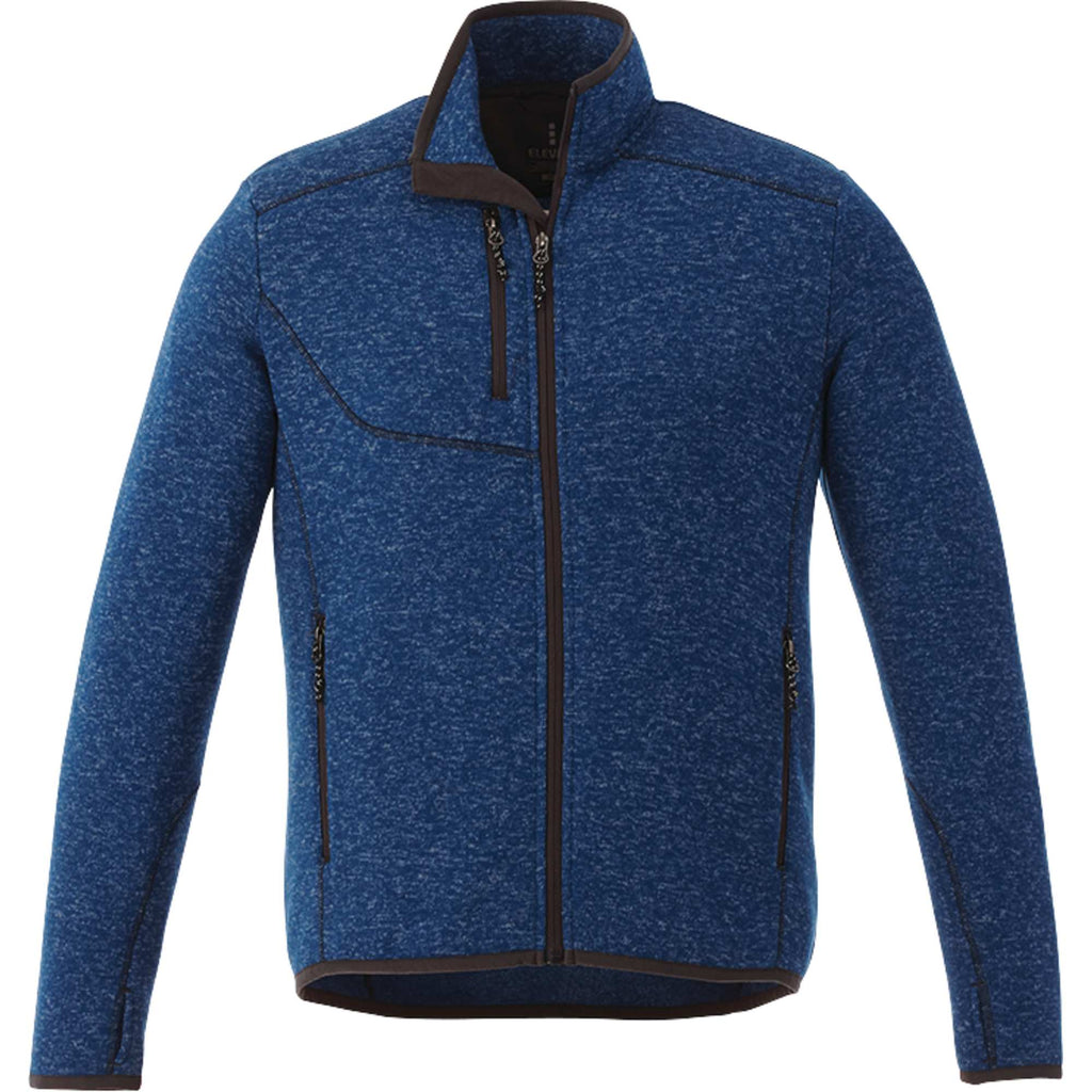 Tremblant Sweater Knit Full Zip Jacket for Men Embroidery - Metro Blue Heather - Front Flat