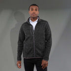 Tremblant Sweater Knit Full Zip Jacket for Men Transfer - Black Smoke Heather - Front On Model