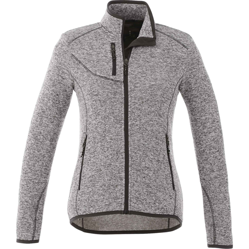 Tremblant Sweater Knit Full Zip Jacket for Women Embroidery - Light Heather Grey - Front Flat