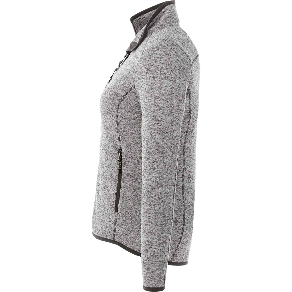 Tremblant Sweater Knit Full Zip Jacket for Women Embroidery - Light Heather Grey - Left Side