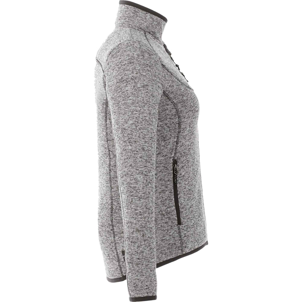 Tremblant Sweater Knit Full Zip Jacket for Women Embroidery - Light Heather Grey - Right Side