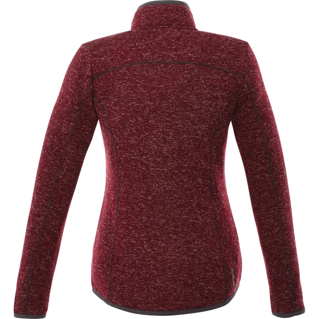 Tremblant Sweater Knit Full Zip Jacket for Women Embroidery - Maroon Heather - Back Flat