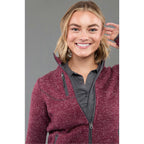 Tremblant Sweater Knit Full Zip Jacket for Women Embroidery - Maroon Heather - Front On Model 5