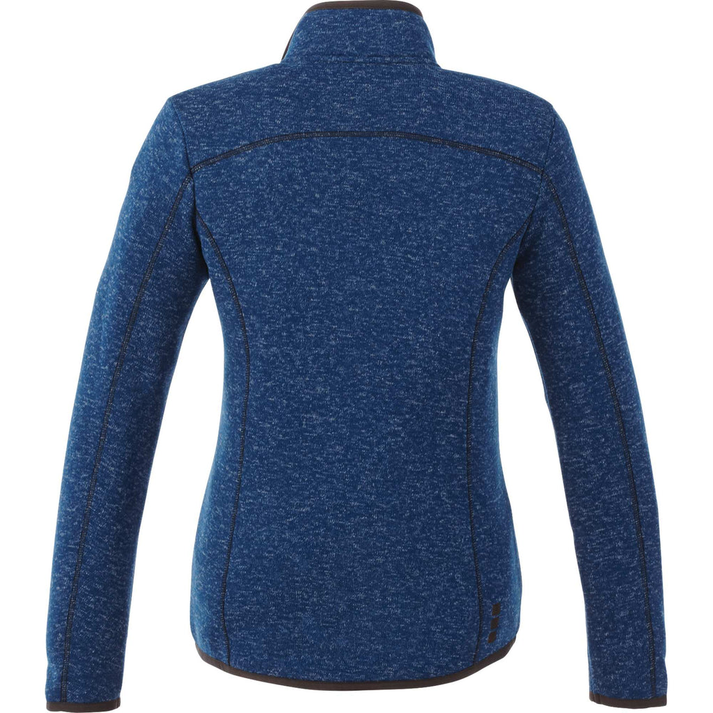Tremblant Sweater Knit Full Zip Jacket for Women Embroidery - Metro Blue Heather - Back Flat