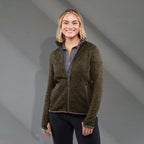Tremblant Sweater Knit Full Zip Jacket for Women Transfer - Loden Heather - Front On Model
