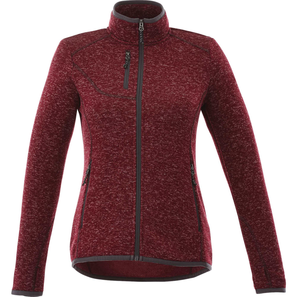 Tremblant Sweater Knit Full Zip Jacket for Women Transfer - Maroon Heather - Front Flat