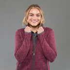 Tremblant Sweater Knit Full Zip Jacket for Women Transfer - Maroon Heather - Front On Model 4