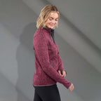 Tremblant Sweater Knit Full Zip Jacket for Women Transfer - Maroon Heather - Right Side On Model