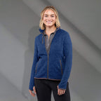 Tremblant Sweater Knit Full Zip Jacket for Women Transfer - Metro Blue Heather - Front On Model