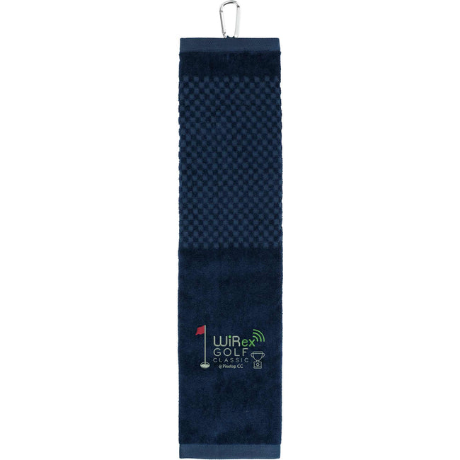 Tri-Fold Cotton Scrubber Golf Towel with Carabiner Embroidery