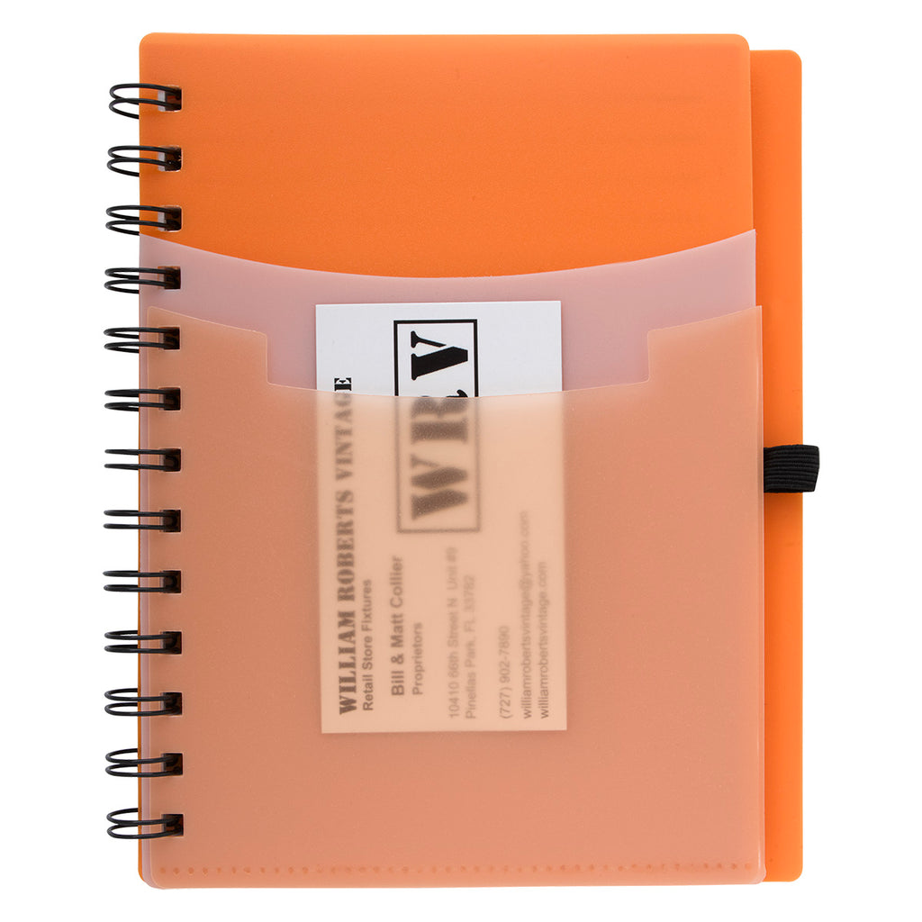 Tri-Pocket Notebook and Satin Pen - Orange - Propped_Blank
