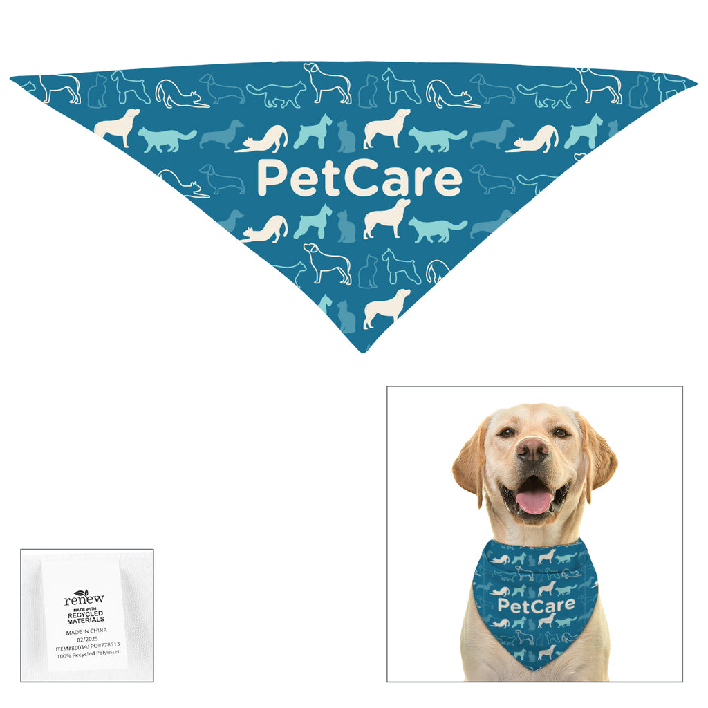 Triangle Pet Bandana in Full Color, Large - Full Color Large Triangle rPET Pet Bandana