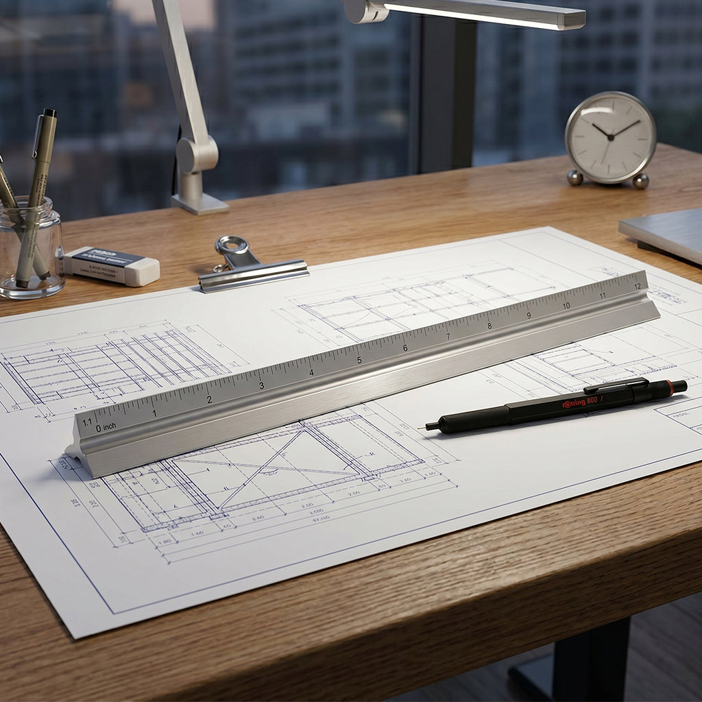 Triangular Ruler, 12 Inch - Aluminum - Lifestyle_Blank