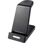 TriCharge 3-in-1 Wireless Charging Stand, 15W Full Color - Black - Left Angle 2