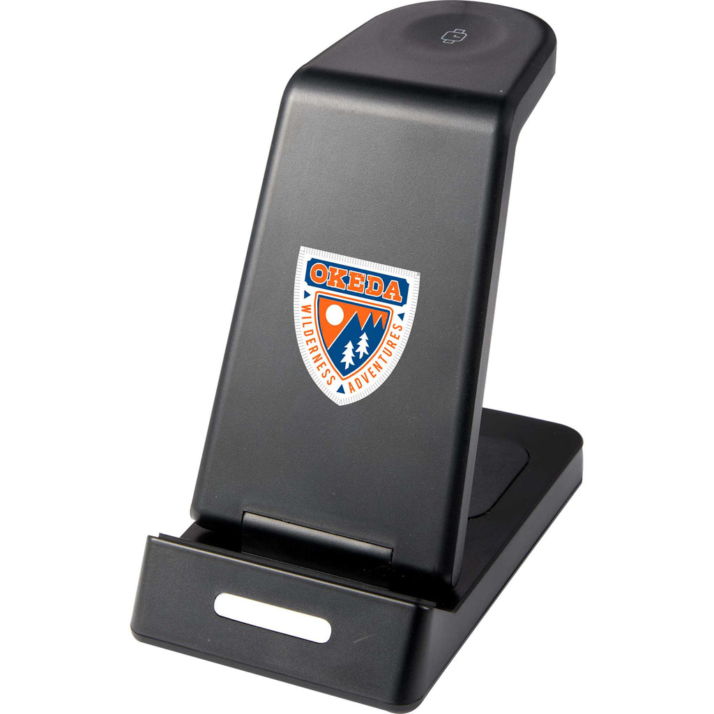 TriCharge 3-in-1 Wireless Charging Stand, 15W Full Color - Black - Left Angle